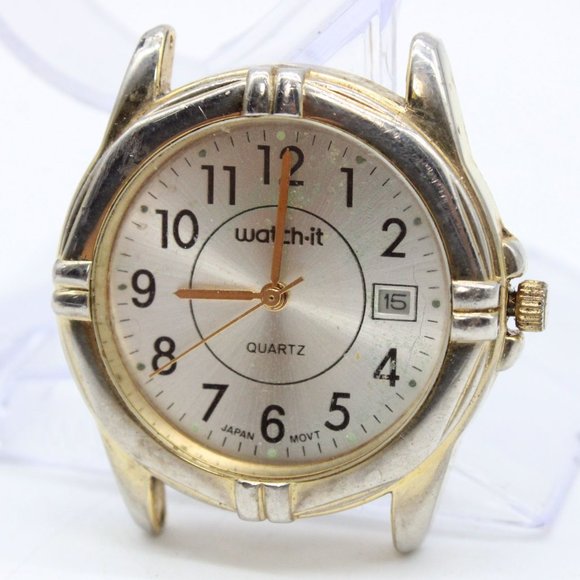 Vintage Watch It Watch Womens Gold Tone Steel Classic Big Numbers Quartz - Picture 1 of 5
